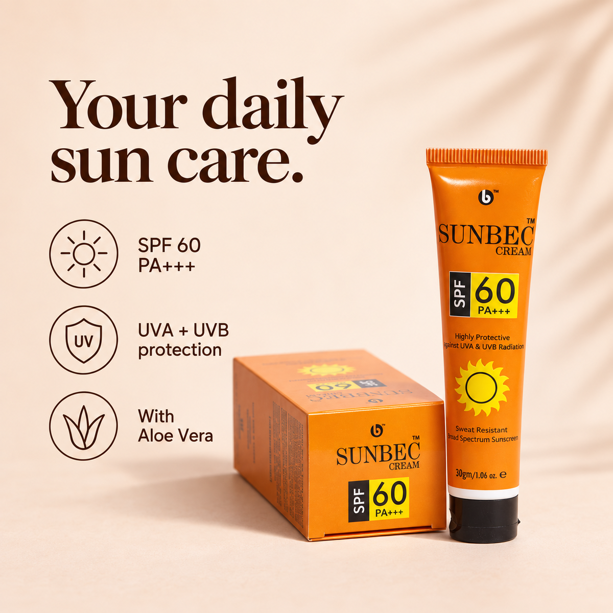 SUNBEC™ SPF 60 PA+++ Sunscreen Cream – 30g